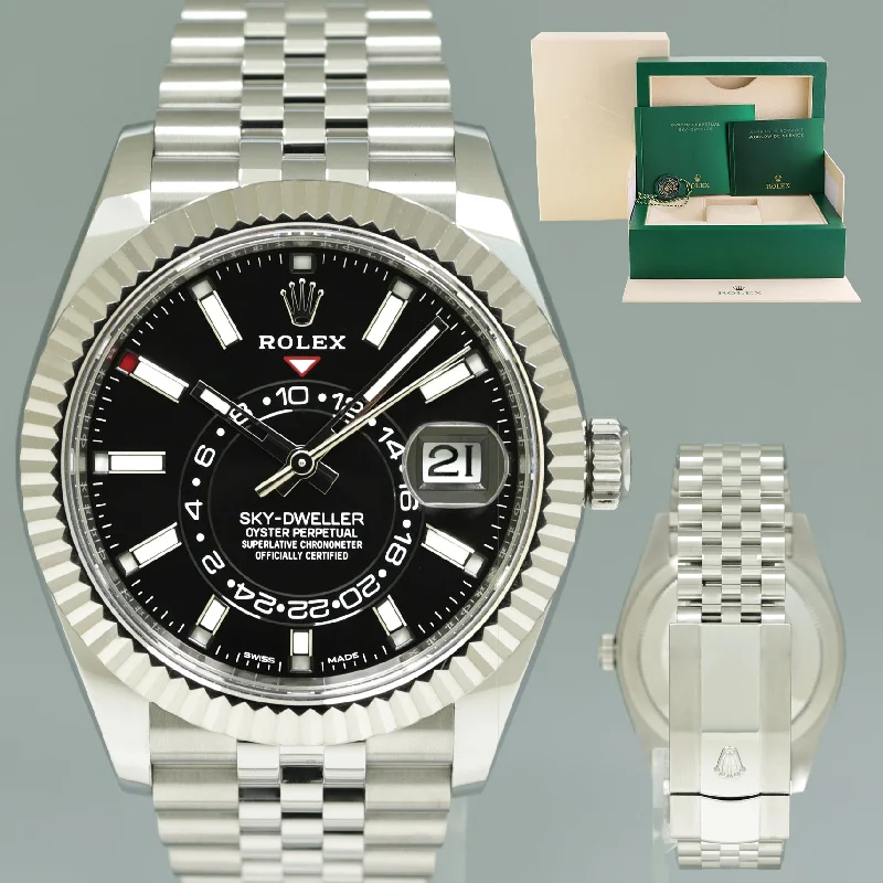 Retro Style Watches For Fashion Lovers-2022 NEW Rolex Sky-Dweller Steel White Gold Black Jubilee 326934 42mm Watch Box