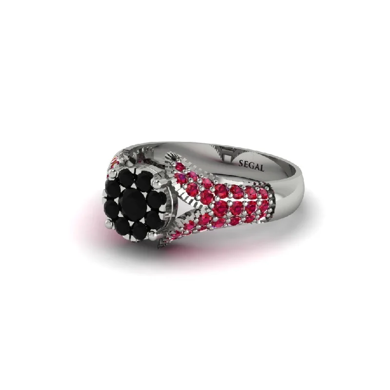 Trendy Stacking Rings For Wedding Gifts-Ruby Floral Cluster Engagement Ring  - Penelope No. 54