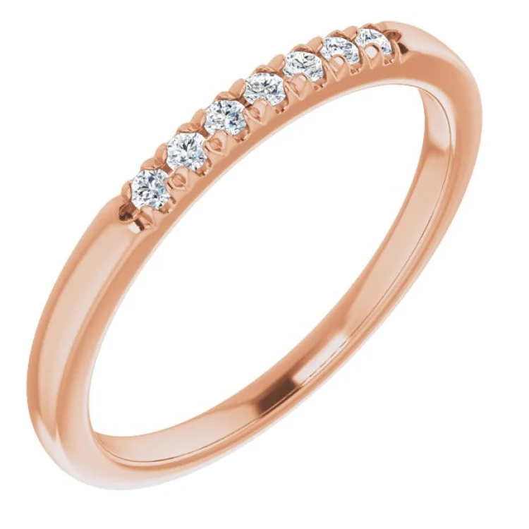 Luxury Wedding Rings For Engagement Gifts-14K Rose 1/10 CTW Natural Diamond Anniversary Band