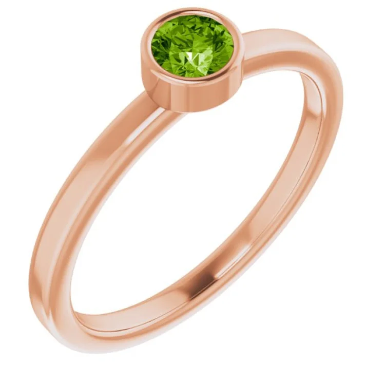 Elegant Men’s Rings For Weddings-14K Rose 4 mm Natural Peridot Ring