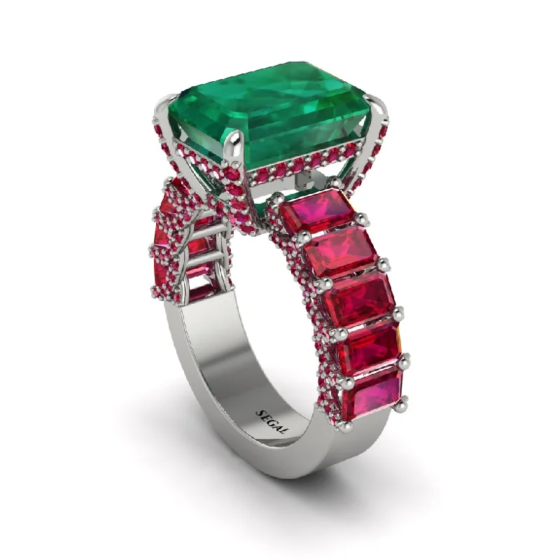 Simple Gemstone Rings For Wedding Bands-Luxury Emerald Cut Emerald Engagement Ring - Nadia No. 51