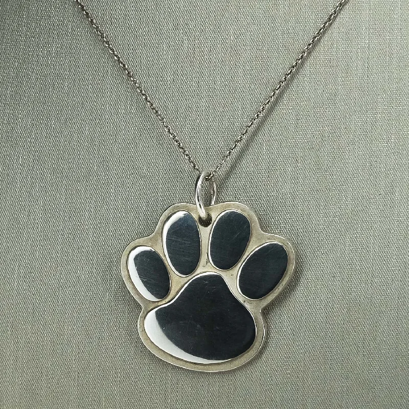 Unique Crystal Necklace For Fashion Lovers-Tiffany & Co. Dog Paw Pendant Necklace in Sterling Silver