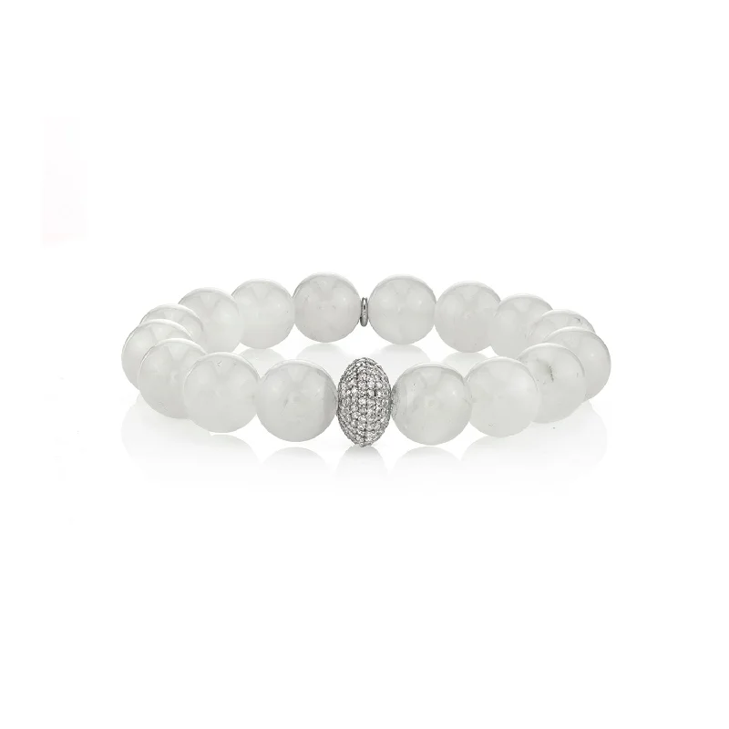 Charm Bracelets For Gifts-Moonstone Bracelet With Diamond Donut - 12mm  B0000535