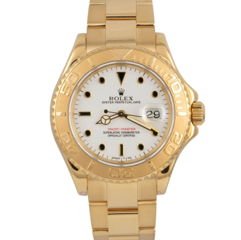 Smart Watches With Fitness Features-2002 Rolex Yacht-Master 40 YM1 18k Yellow Gold White Dial 40mm Watch 16628B