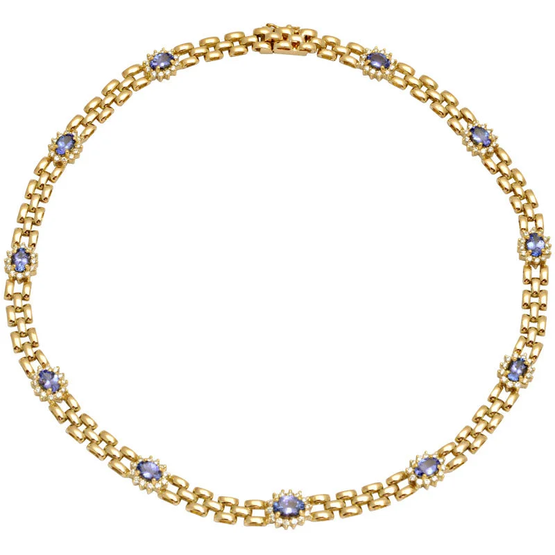 Simple Pearl Drop Necklace For Elegant Style-Necklace-Tanzanite and Diamond