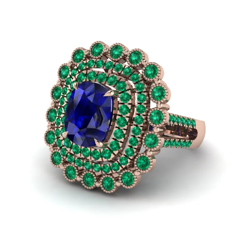 Trendy Men’s Rings For Stylish Look-Emerald Multi Halo Oval Engagement Ring - Caitlin No. 29