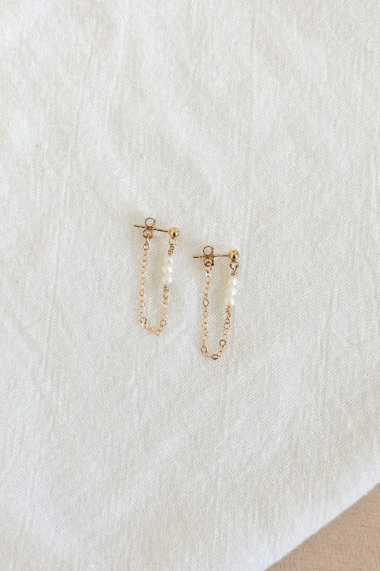 Boho Fringe Earrings-Pearl Chain Loop Earrings