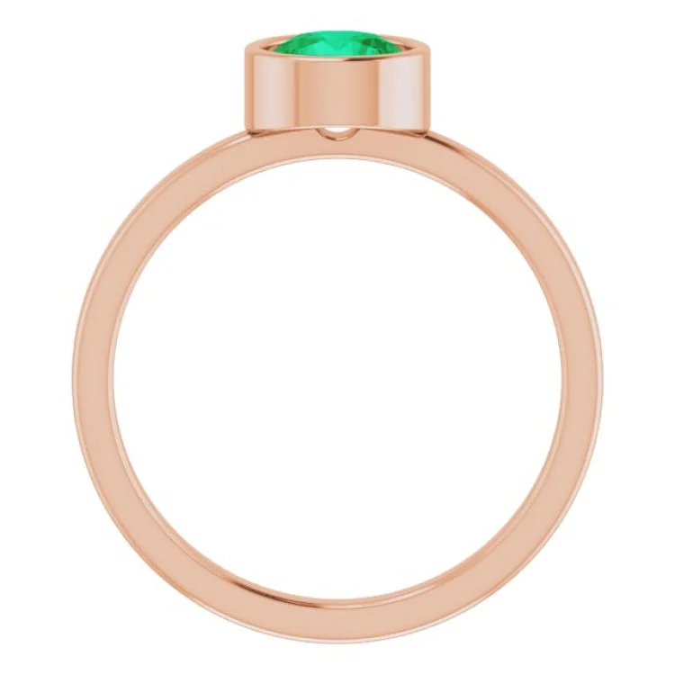 Personalized Gold Rings For Engagement Gifts-14K Rose 6 mm Lab-Grown Emerald Ring