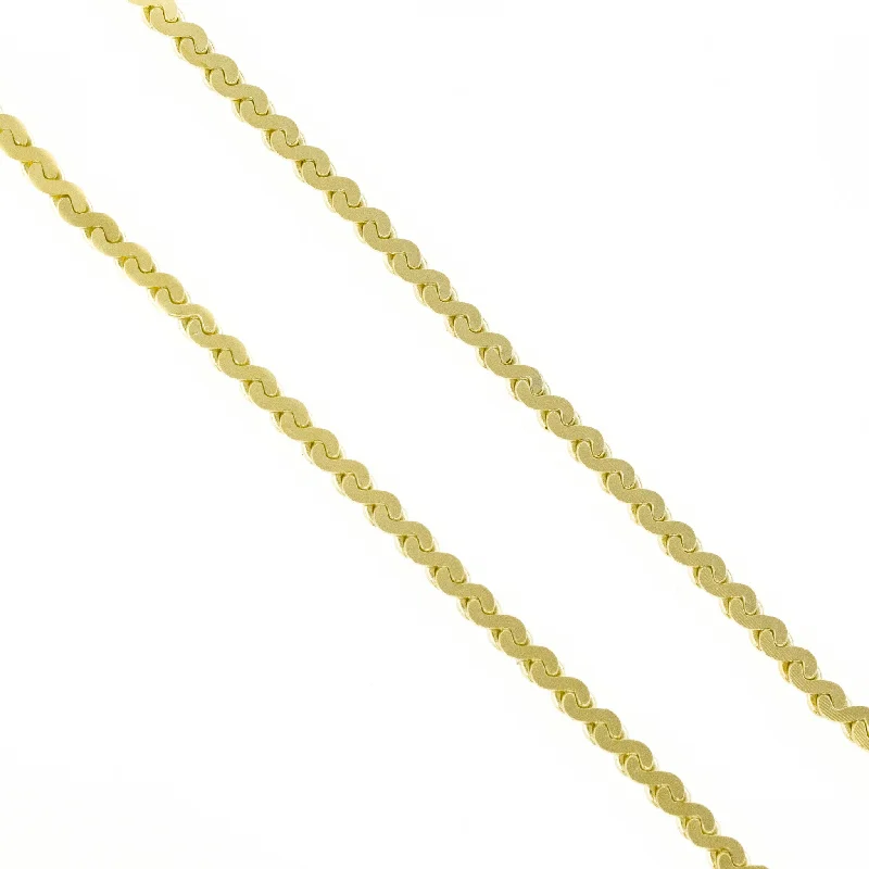 Long Pendant Necklace For Fashion-2mm Wide Serpentine Chain Necklace 25" in 18K Yellow Gold