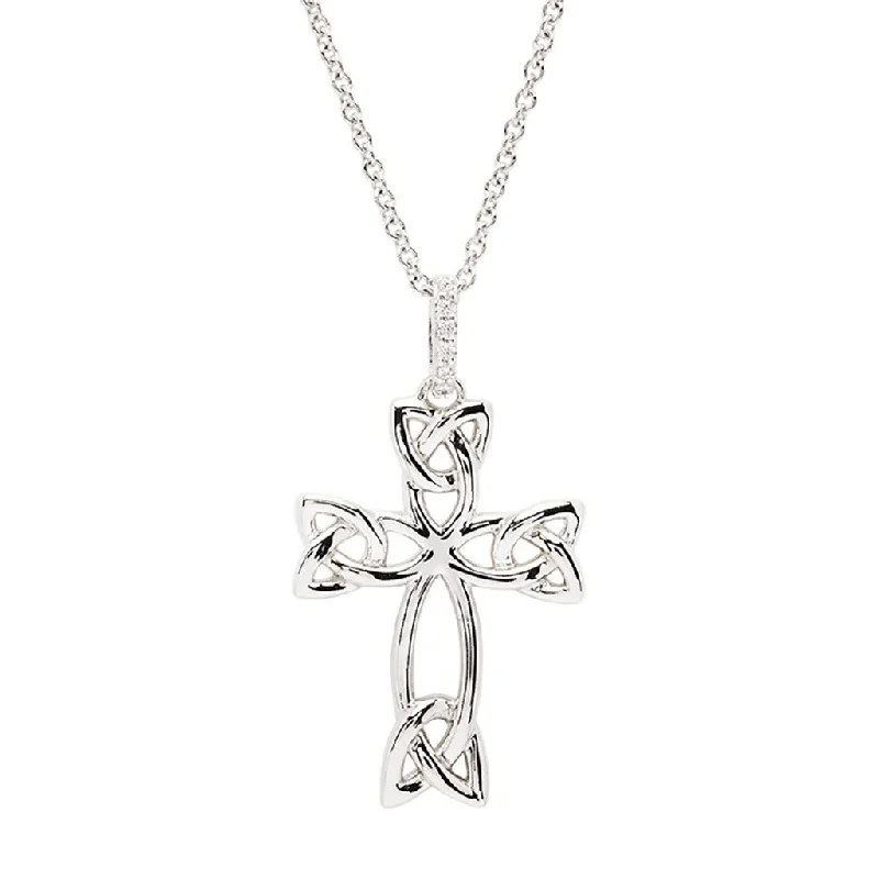 Sparkling Gold Pendant Necklace For Special Events-Shanore : Sterling Silver CZ Celtic Cross