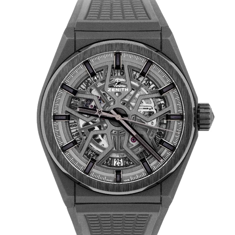 Leather Strap Watches For Men-MINT PAPERS Zenith Defy Classic Ceramic Skeleton Watch 49.9000.670/77.R782 BOX