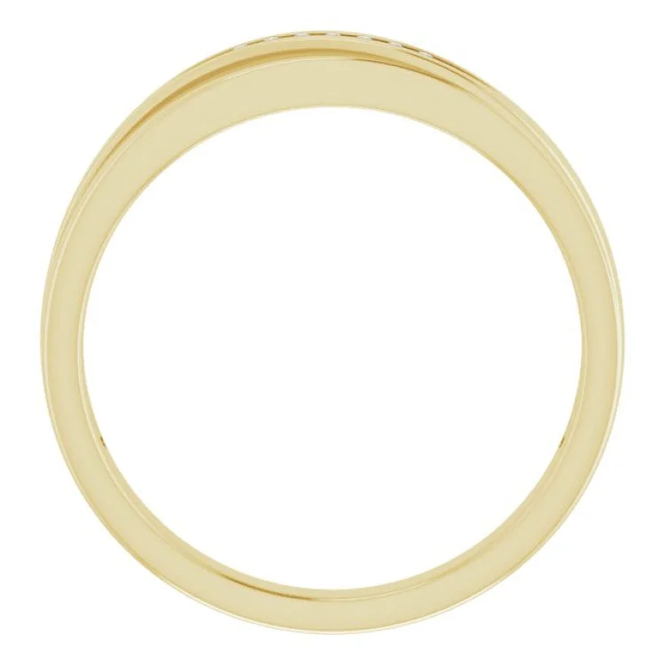 Elegant Gold Rings For Engagement Day-14K Yellow .03 CTW Natural Diamond Band