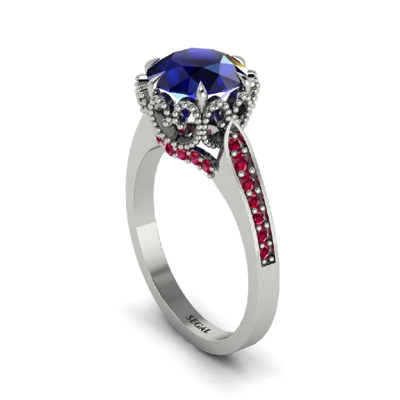 Personalized Diamond Rings For Special Occasions-Sapphire Milgrain Engagement Ring - Yara No. 60