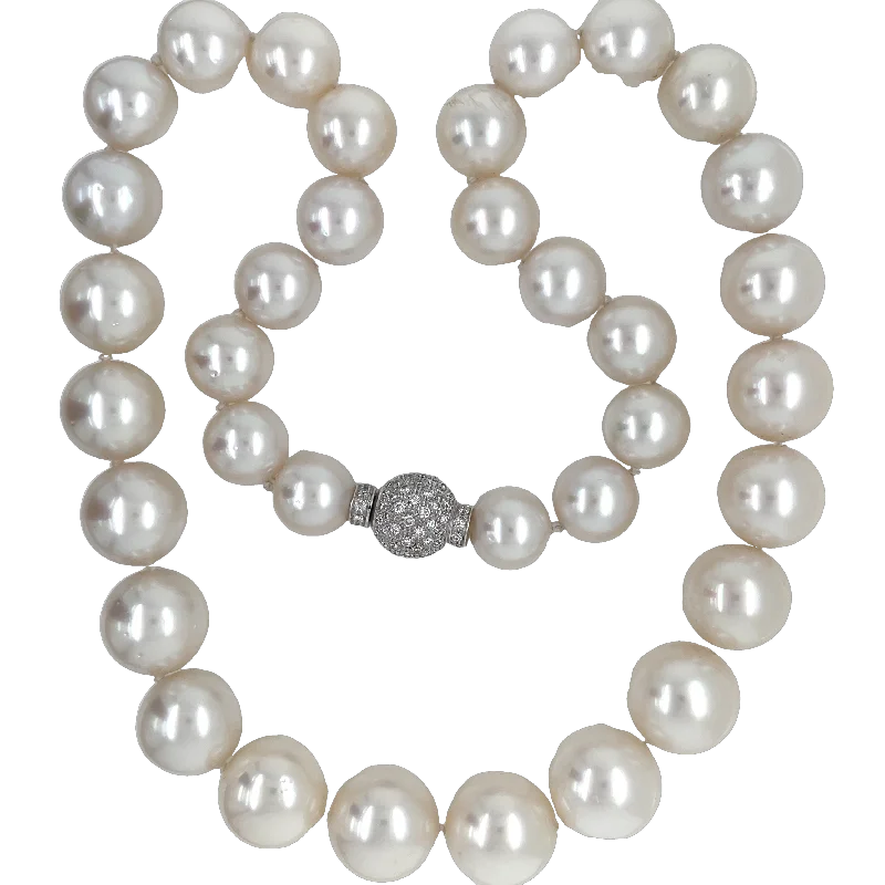 Layered Necklace Set For Stylish Look-Australian White Pearl Diamond Necklace