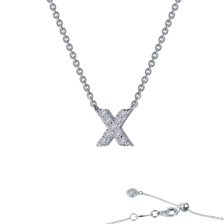 Sparkling Chain Necklace For Evening Out-Letter X Pendant Necklace