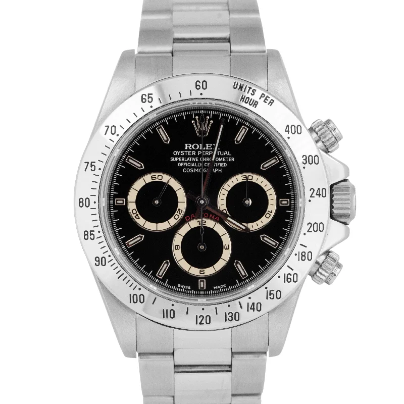 Digital Watches For Runners-PAPERS Rolex Daytona Cosmograph BLACK Stainless Steel 40mm 16520 Watch BOX