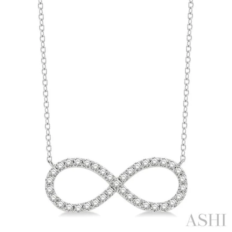 Simple Silver Necklace With Charms-3/4 Ctw Round Cut Diamond Infinity Necklace in 14K White Gold