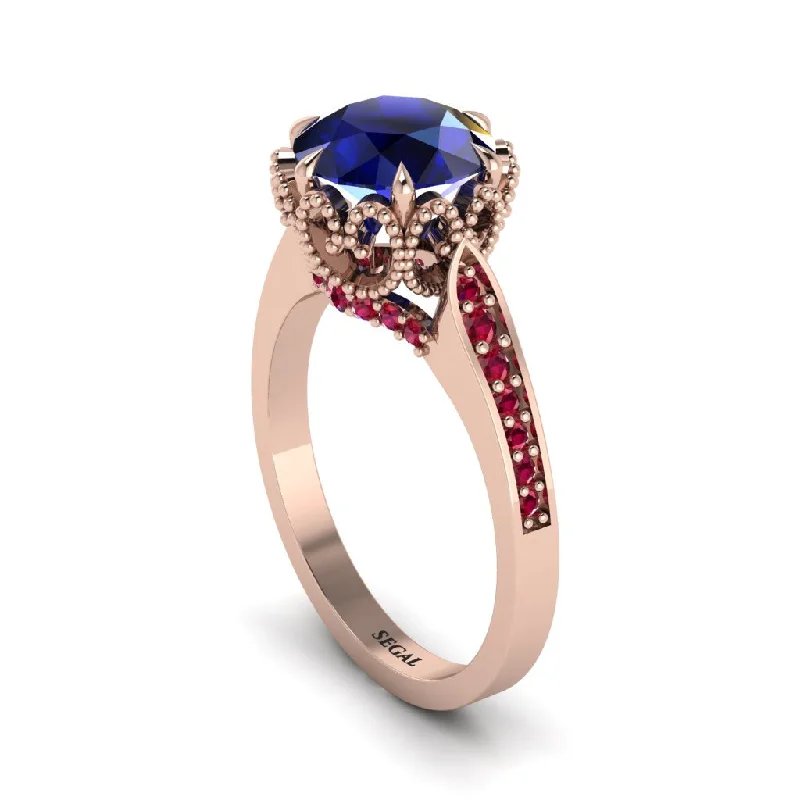 Custom Women’s Rings For Special Gifts-Sapphire Milgrain Engagement Ring - Yara No. 59